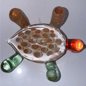 Hand blown  Multicolored Glass Sea Turtle Figurine Ocean Decor